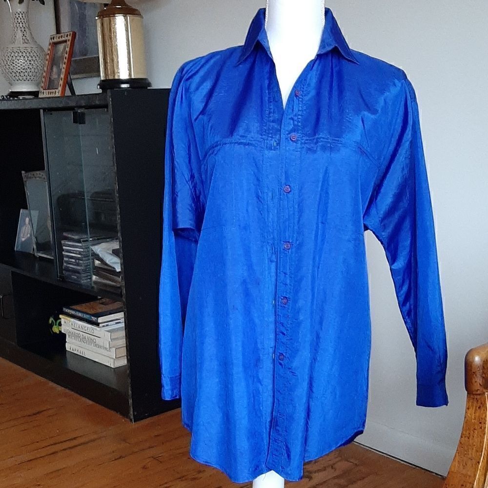 Shiny blue shirt